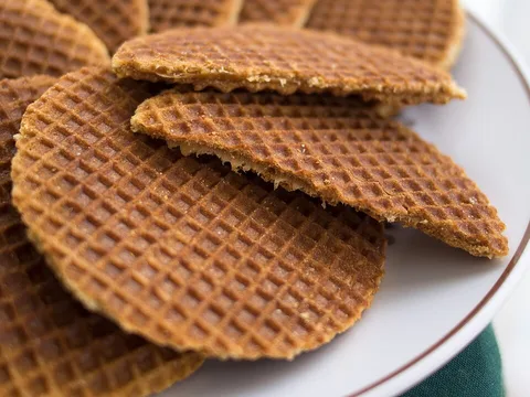 Caramel-filled stroopwafels on a plate