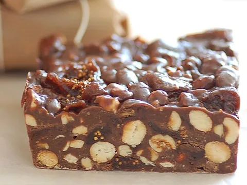 Panforte showing candied fruit and almonds