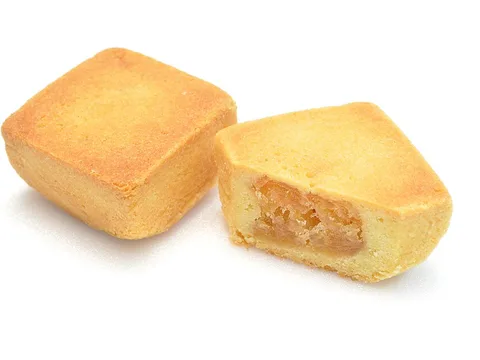 Taiwanese pineapple cakes showing fruit filling