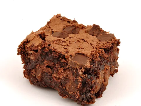 A prepared fudgy chocolate brownie