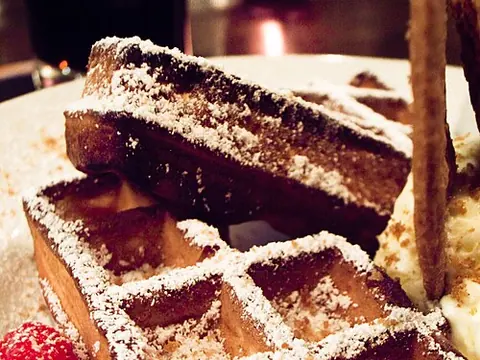 Prepared Brussels-style Belgian waffles