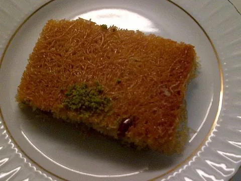 Kataifi pastry threads baked into a dessert