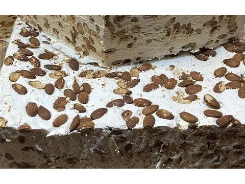 White almond nougat in a clean closeup