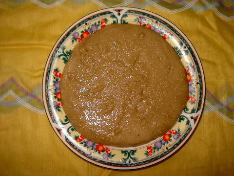 Tahini sesame paste in a patterned bowl