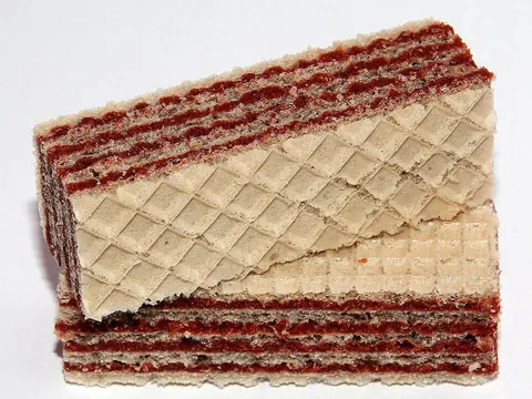 Layered Viennese Neapolitaner wafer biscuit