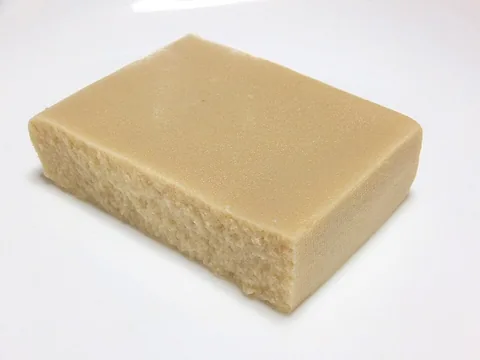 A rehydrated block of porous koya-dofu