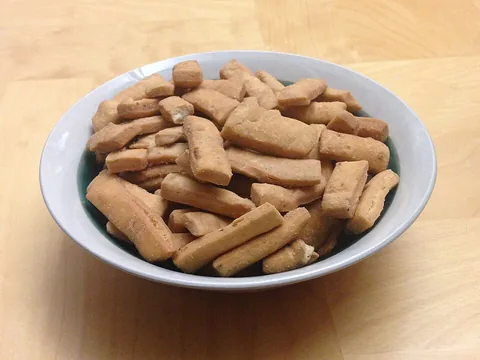 A bowl of Nigerian chin chin fried dough bites