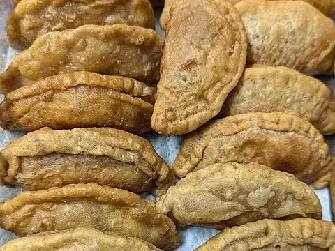 Golden fried karanji dumplings