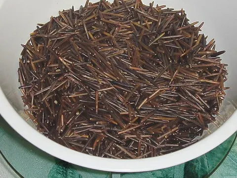 Whole uncooked wild rice in a bowl