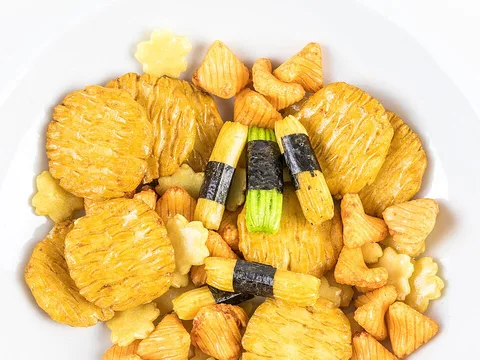 Assorted Japanese arare baked rice crackers