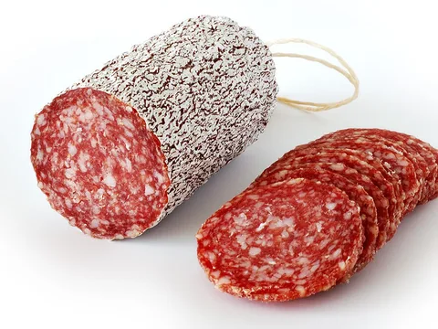 Dry pork salami with slices